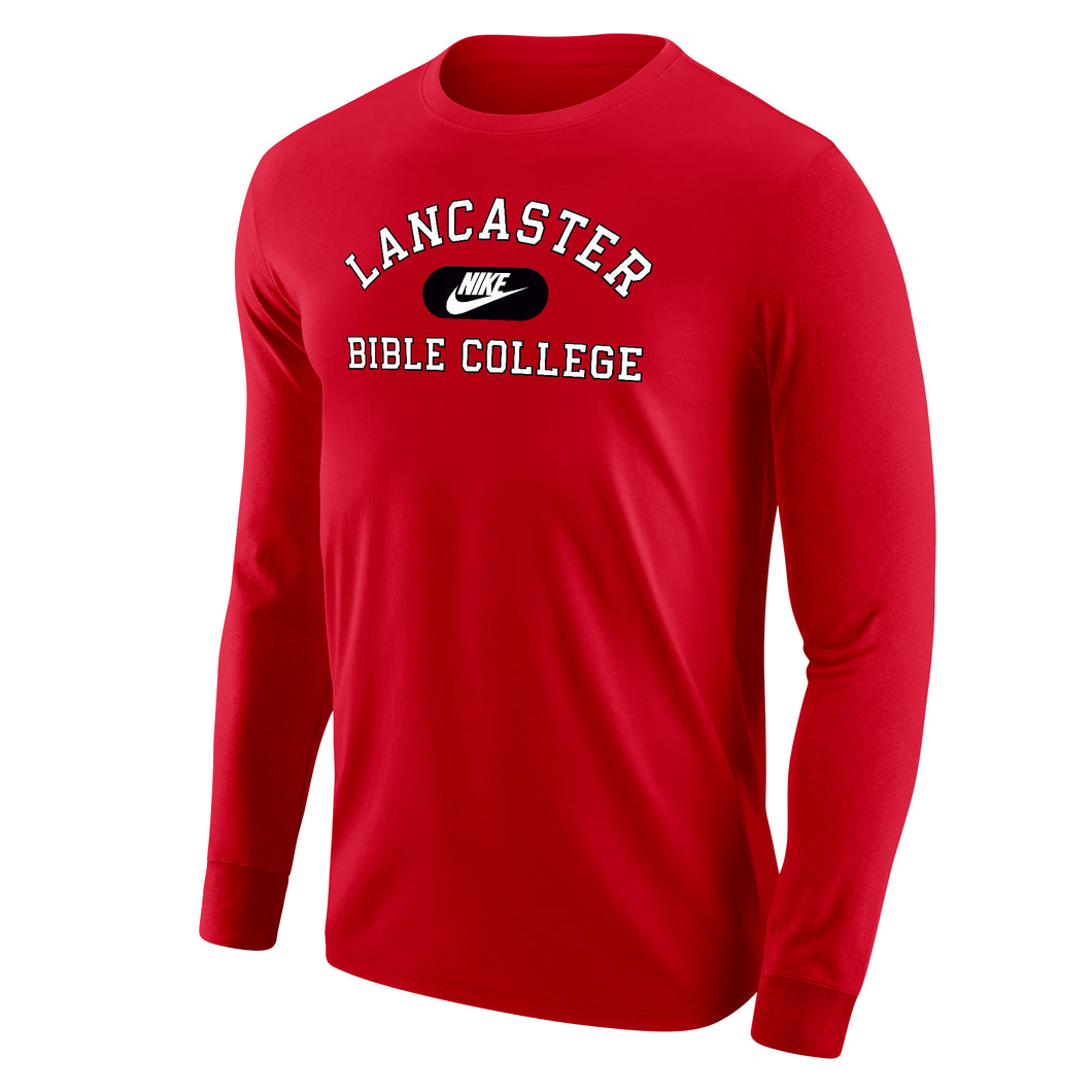 NIKE Core Cotton Long Sleeve Tee, Red (F24)