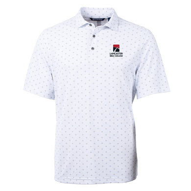 Virtue Eco Pique Tile Print Recycled Men's Polo, White