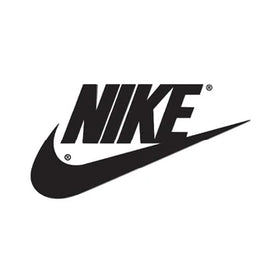 Black Nike logo on a white background